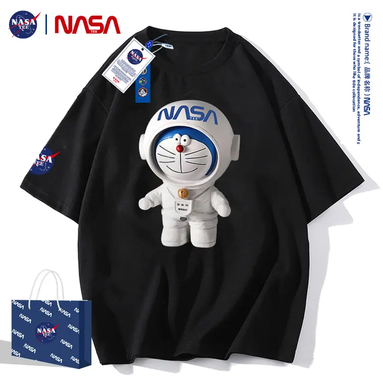 NASATEE联名款2022新款卡通字母印花男女同款纯棉T恤#叮当猫