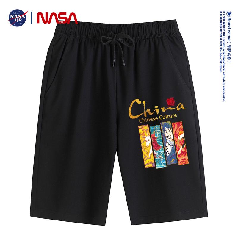 NASA TEE 联名款2022新款纯色宽松男女纯棉卫裤短裤五分裤#中国