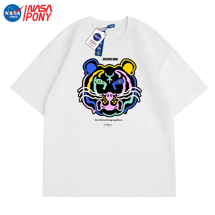 【阿狗潮品】NASA线上联名2022夏季新款情侣宽松落肩潮牌虎头短袖