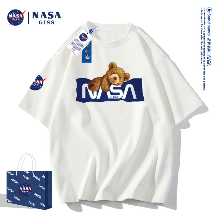 NASA GISS 联名款9.9开炸字母印花男女同款纯棉T 89221