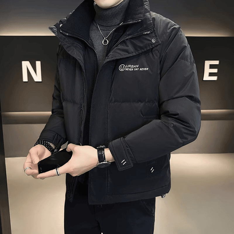 潮牌轻奢冬季外套男秋冬款男装高档假两件时尚轻薄加厚男款羽绒服