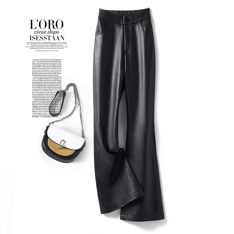 【络夏专属】海宁正品喇叭裤九分裤女秋季高腰显瘦松紧外穿2023新款