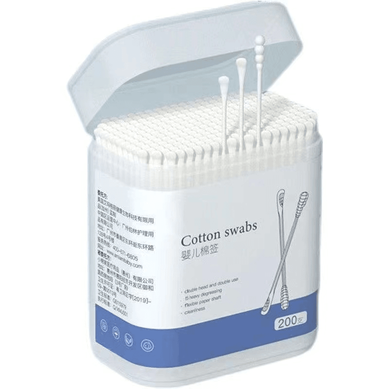 婴儿棉签耳勺二合一棉签棒新生儿消毒护理棉签螺旋头掏耳朵盒装