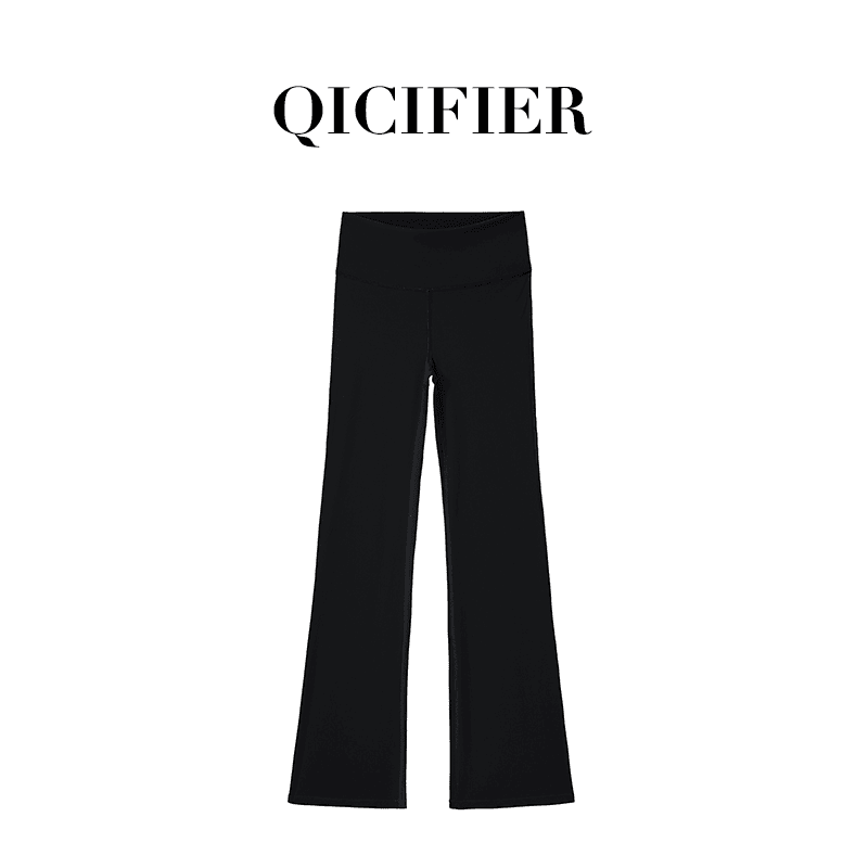 【QCFE】品牌高奢科技黑双面磨毛高腰提臀阔腿瑜伽裤 2664