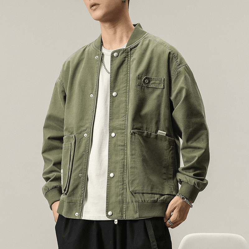 【秋冬新款】重磅水洗夹克男士短款飞行员工装休闲空军外套棒球领衣