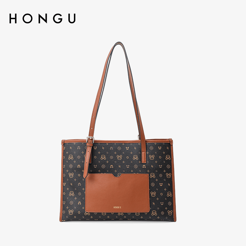 HONGU•X系列女士包包时尚印花托特包通勤上班族手提包潮H5154989