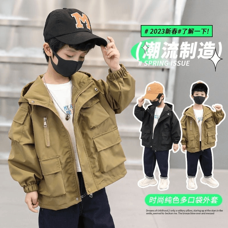 男童风衣春装外套2023新款儿童夹克帅气炸街中小童男孩衣服春秋款