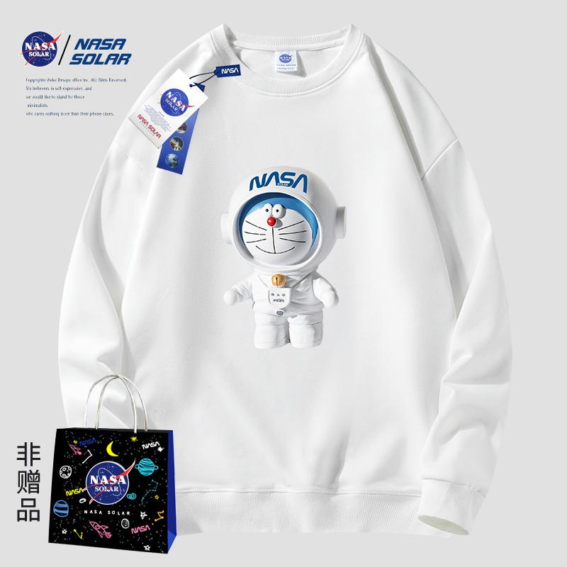 NASA SOLAR联名2022新款哆啦A梦太空猫秋冬季款男女同款潮牌卫衣
