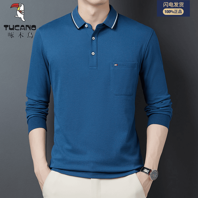 TUCANO/啄木鳥2023春季【正品】新款绣花长袖男士休闲款Polo衫