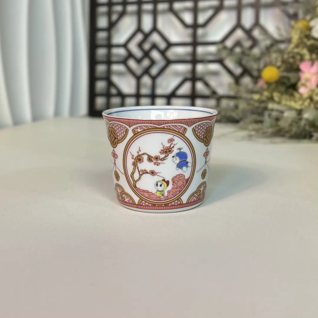 【闪购商品】K32九谷名作赤绘哆啦A梦联名陶瓷茶杯猪口杯