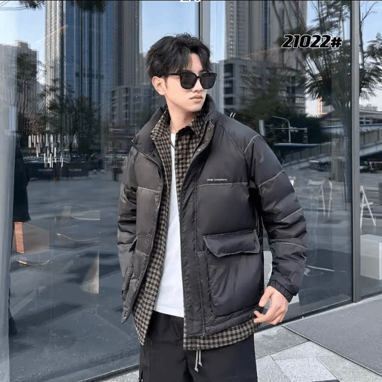 90%白鸭绒假两件立领短款羽绒服外套男士冬季新款保暖休闲百搭潮