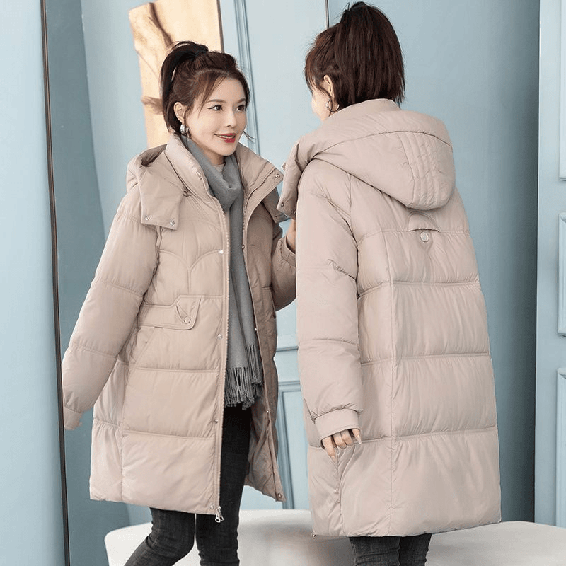 可拆帽羽绒服女20233新款中长款大码宽松保暖棉衣冬季棉/非