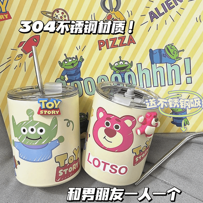 ins风304不锈钢保温吸管杯带盖随手杯防摔咖啡杯男女便携饮水杯