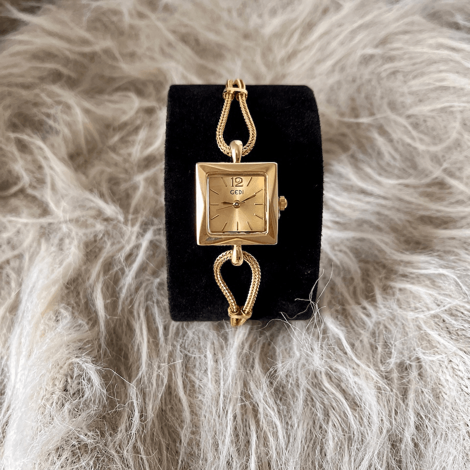 MILEPONY方块小链条中古表带小表盘石英精致女士气质小众防水女表