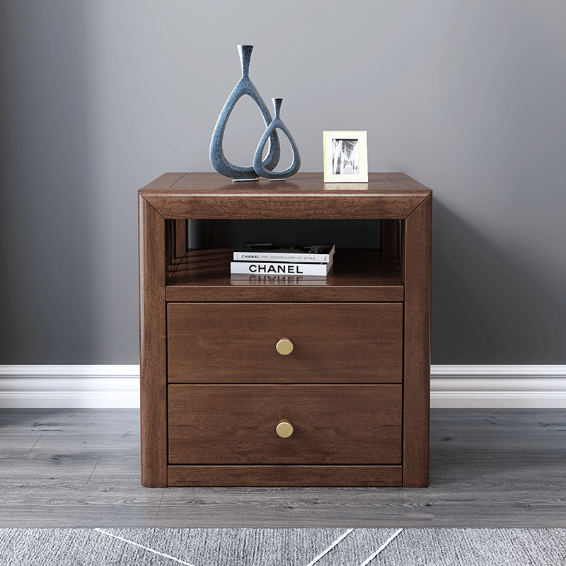 北欧实木床头柜现代胡桃木卧室经济型免安装床边小柜子CTG-628