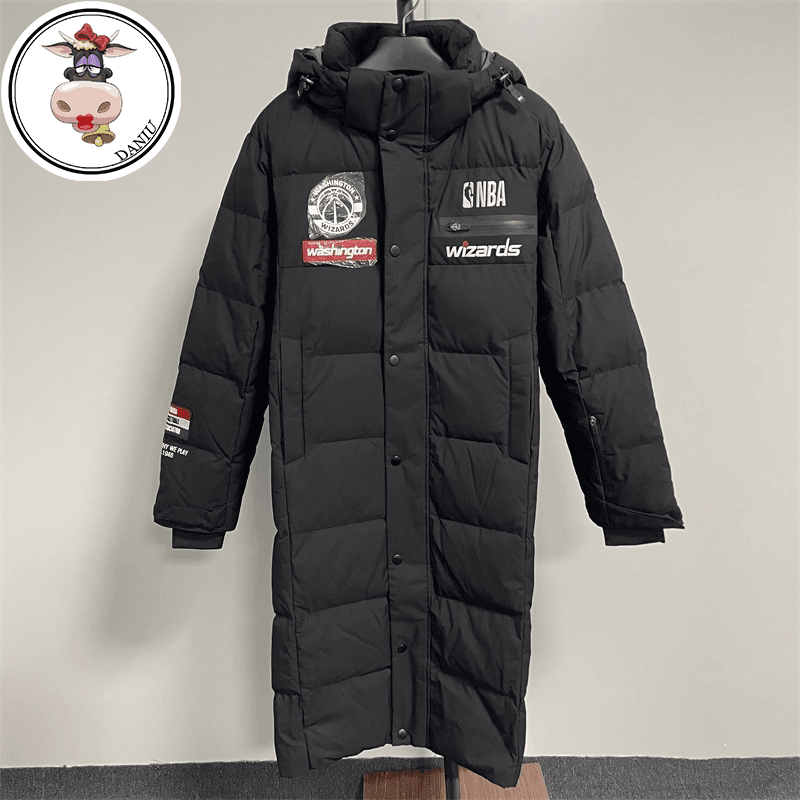 NBA*男女秋冬新款勋章连帽中长款加厚羽绒服保暖运动*N184DW183P