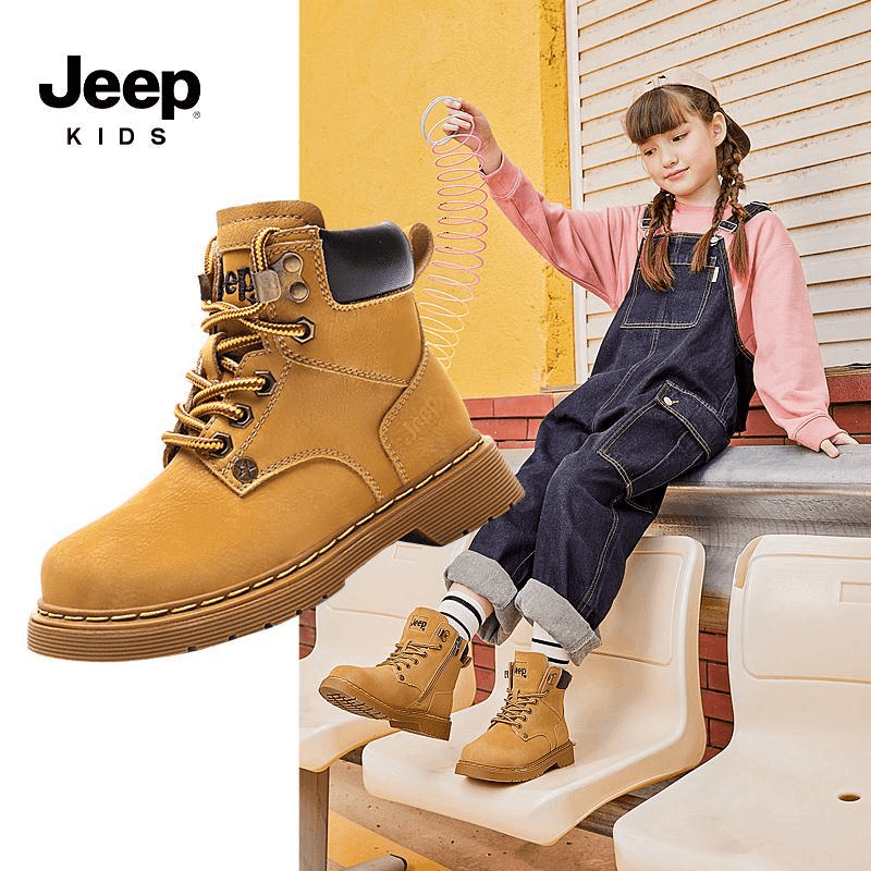 Jeep 秋冬款加绒保暖儿童马丁靴大黄靴男女童雪地靴童鞋 21AW6006