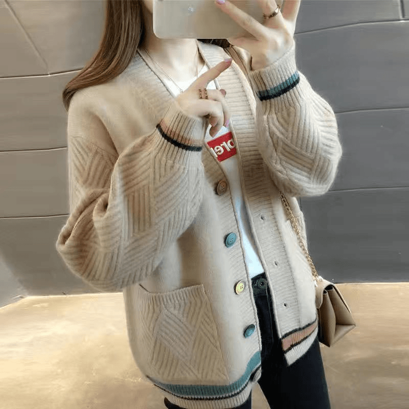 针织开衫外套女2022春秋季新款韩版毛衣女宽松学生短款上衣百搭潮