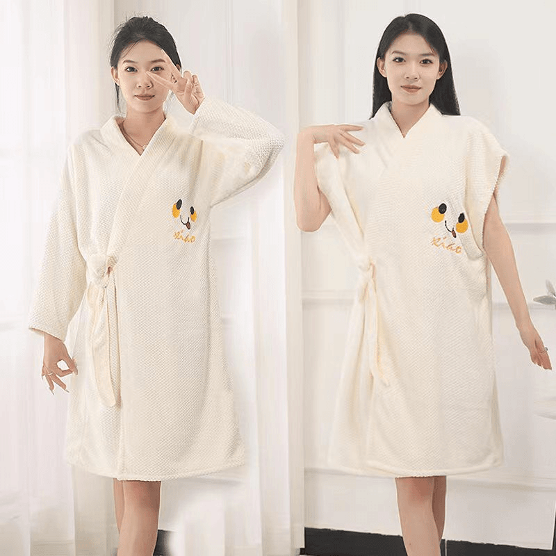 新款时尚可穿式系带浴袍睡袍吸水速干浴巾不毛柔软舒适成人裕裙