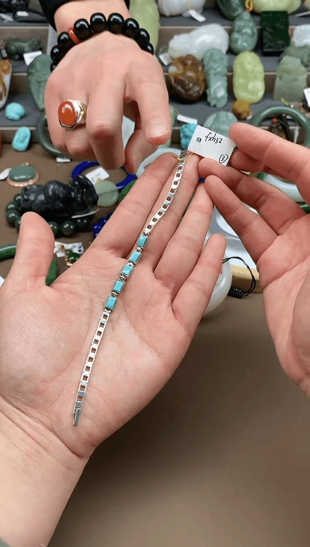 【闪购商品】绿松石手串银S925镶嵌fxh32