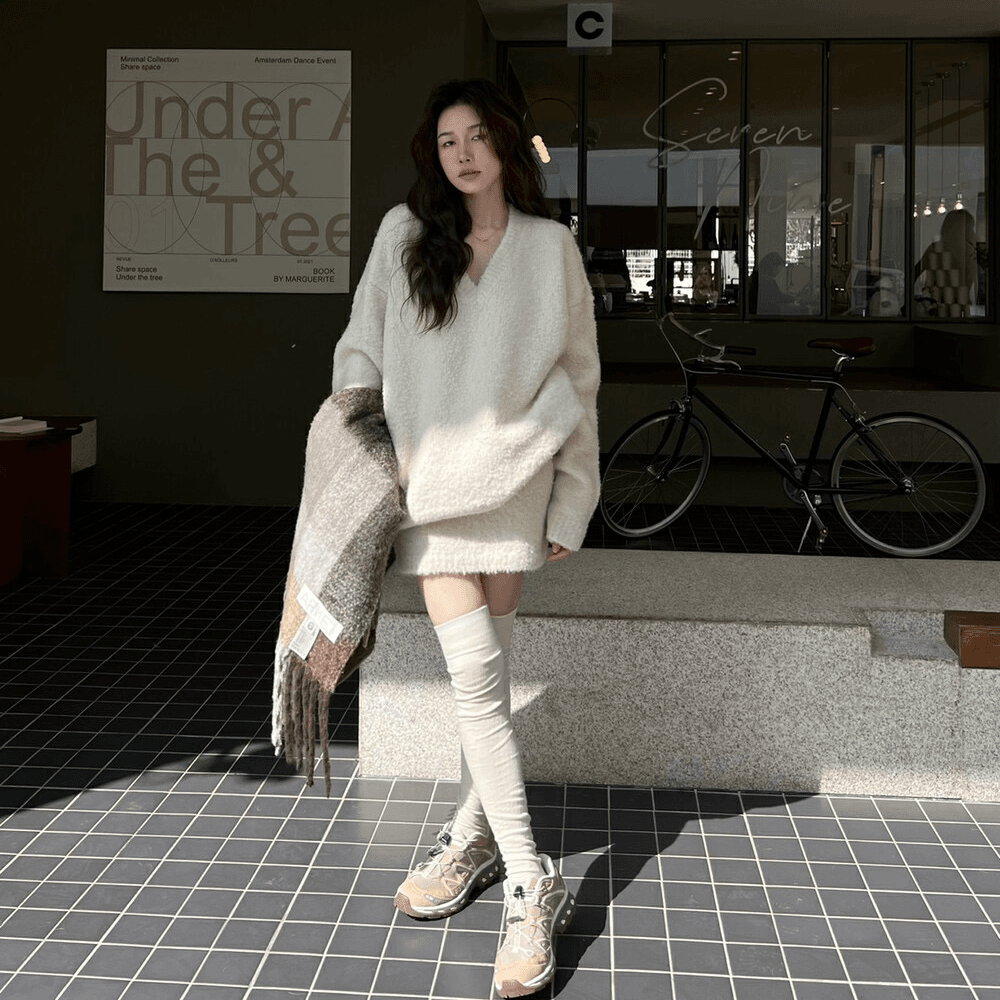 套装女秋冬季慵懒风高级感气质宽松韩版毛衣百搭裙子时尚两件套