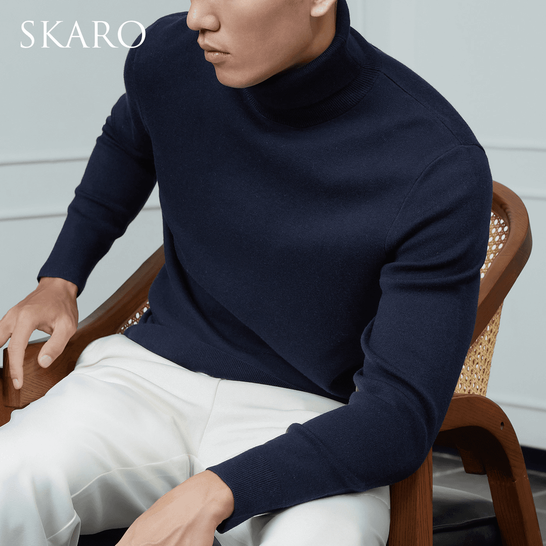 【可机洗 防缩水】SKARO半高领毛衣男打底羊毛衫针织衫秋冬季加厚