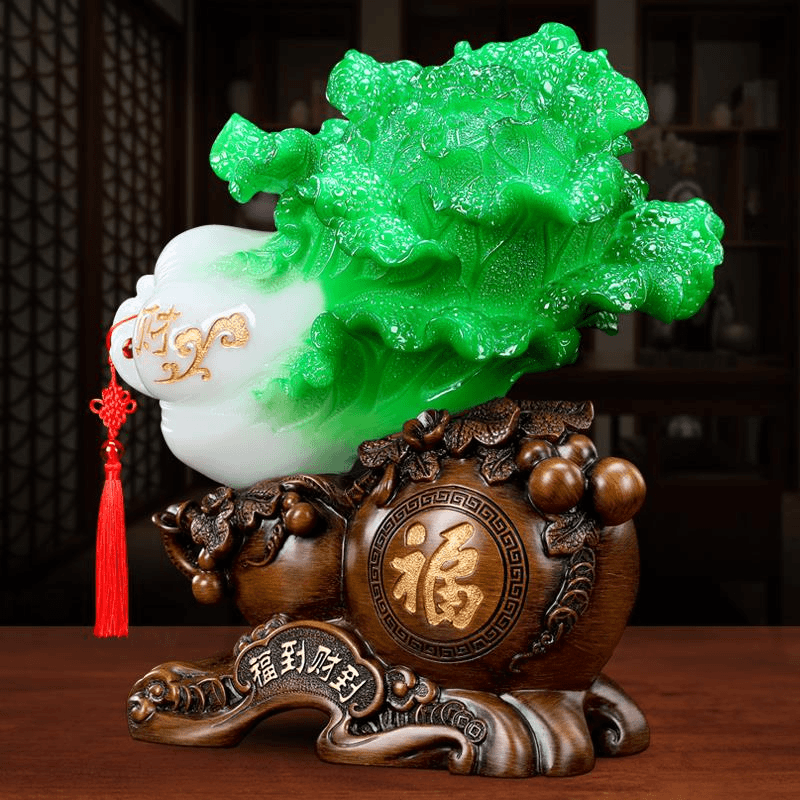 玉白菜摆件招财电视酒柜装饰客厅置物架茶柜摆设店铺乔迁开业礼品