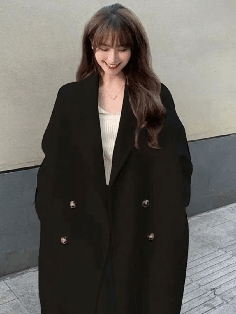 2023秋冬新款呢子大衣女装高级名媛风加厚长款毛呢外套女网红爆款