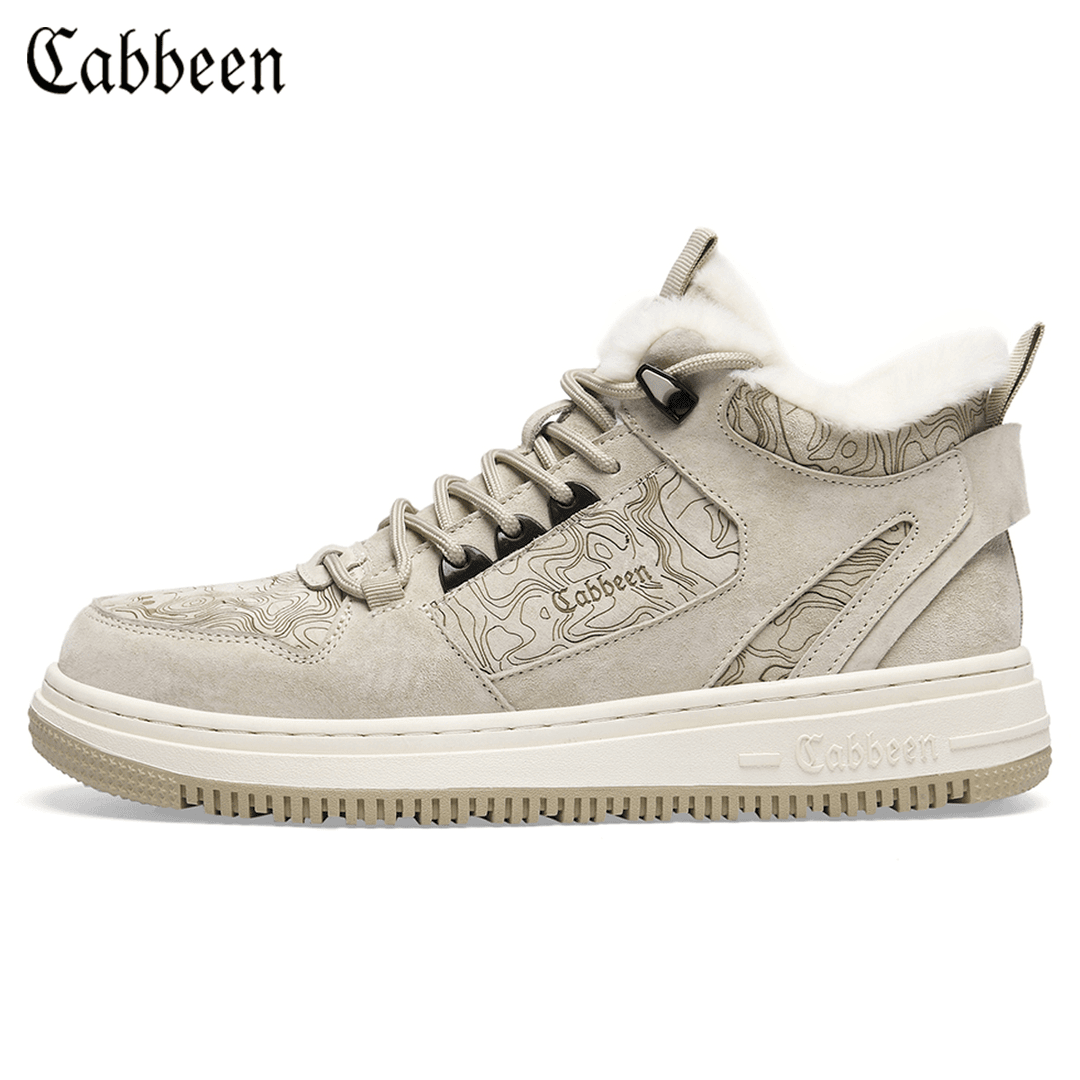 Cabbeen/卡宾3224204262新款加绒百搭高帮板鞋2022新款保暖男鞋