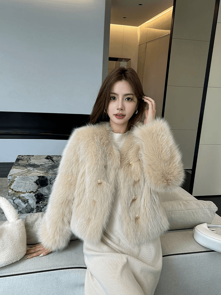 美拉德狐狸毛皮草外套女短款小个子冬新款年轻款毛毛大衣皮毛一体