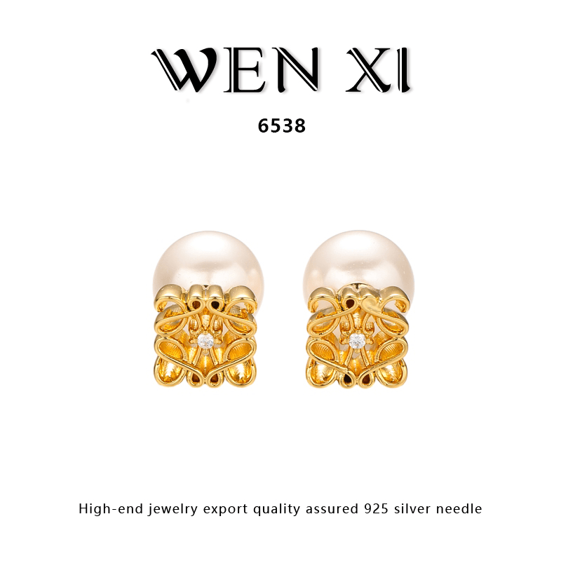 6538  月饼珠珠耳钉女个性时尚气质轻奢耳饰