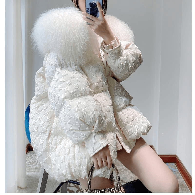 大东门冬季新款大毛领棉服2023新款宽松加厚棉衣外套袄子