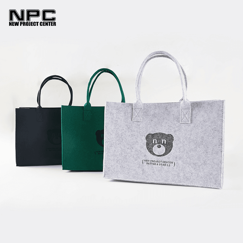 NPC潮牌字母logo压花多色时尚毛毡包手提袋百搭女士通用NP33BA18