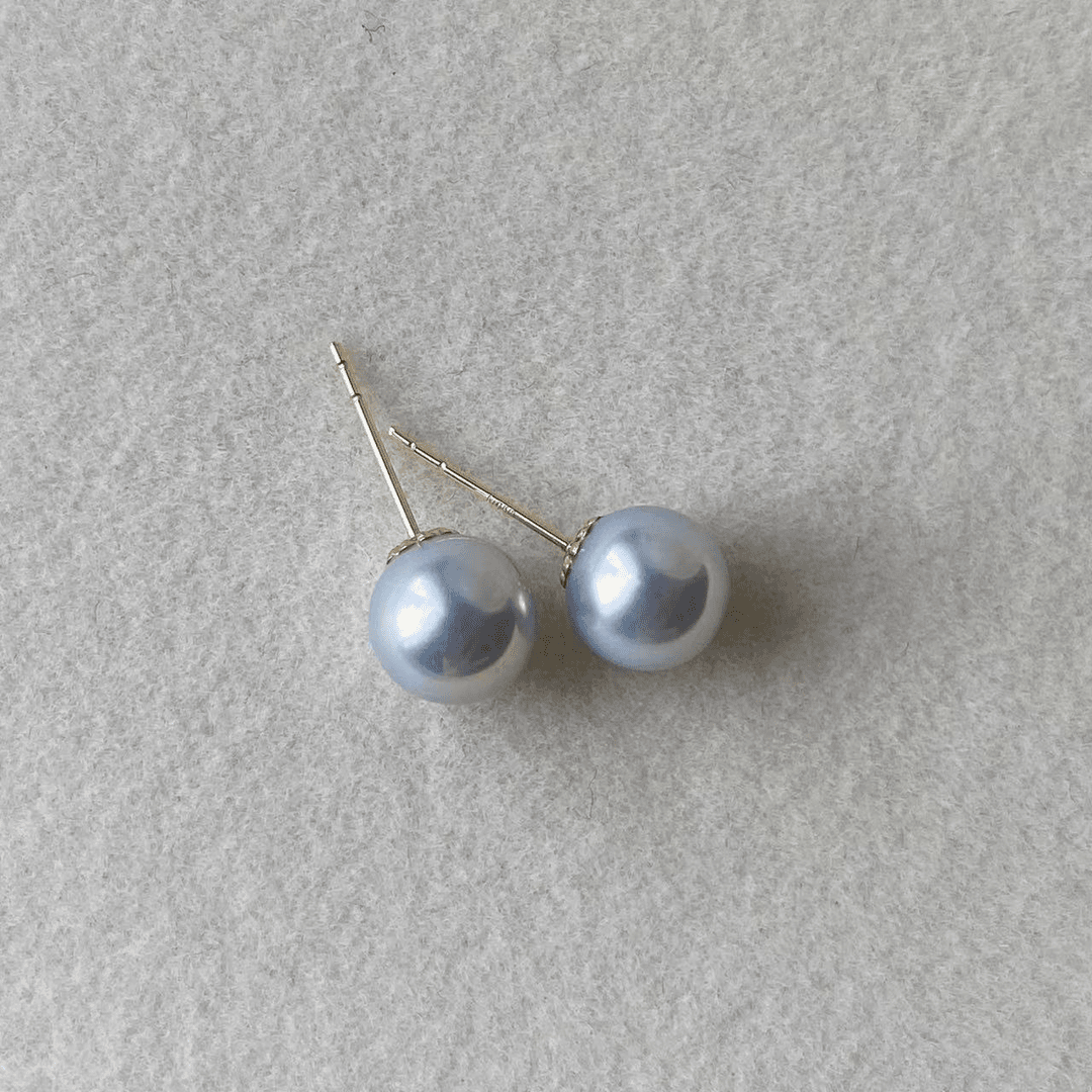 X395【潇潇专享】18k金 海水真多麻强光耳钉 7-8mm