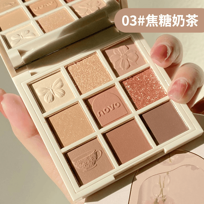 novo英式九色眼影盘ins平价学生大地持久不脱妆小众品牌正品防汗
